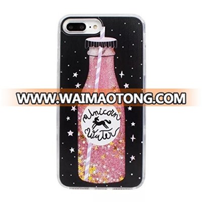 Fashion Glitter Liquid Silicone Glitter Shiny Milk Bottle Phone Case For iPhone 6/7/8 Plus